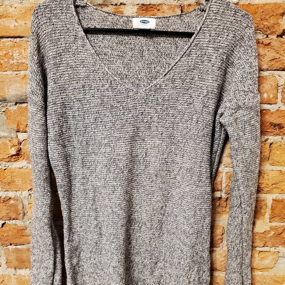 V-neck marled gray sweater, Old Navy